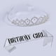 thumbnail image 4 of Conjunto de tiara de diamantes de imitación, tiara de satén suave, banda para la cabeza para cumpleaños, fiesta de bodas Plata, 4 of 8