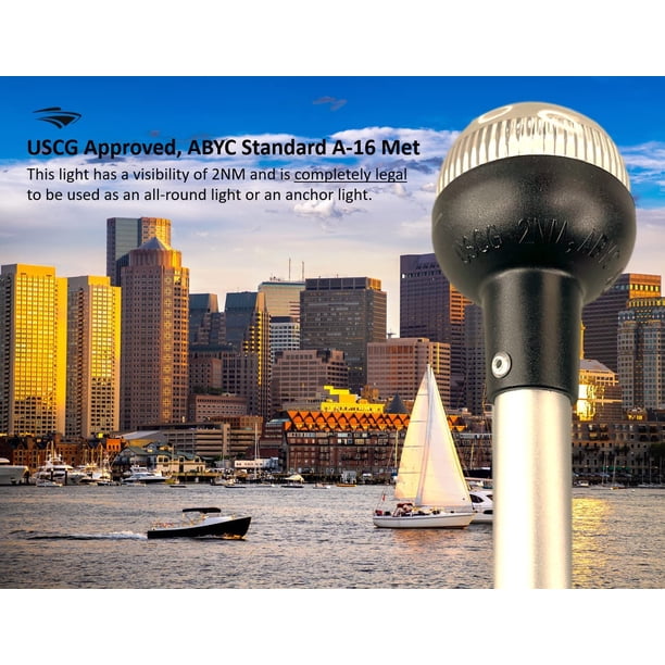 Pactrade Marine Aluminium LED RV Adjustable All Round 360 Degree with Stern Pole Navigation Anchor Light Pontoon Fishing Boat Kayak (12" Vertical) Pactrade Marine Aluminium LED RV Adjustable All Round 360 Degree with Stern Pole Navigation Anchor Light Pontoon Fishing Boat Kayak (12" Vertical)
