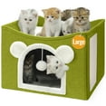thumbnail image 3 of Luxury Double-decker Cat Bed with Cat Scratching Board, Foldable Indoor Cat Bed, Leisure And Entertainment All-in-one Cat Nest, All-season Universal, Green, 3 of 8