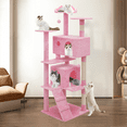 thumbnail image 5 of Magshion 70" Cat Tree & Cat Condo Scratching Post Tower with Top Cat Perch and Cat Caves, Soft Pink, 5 of 11