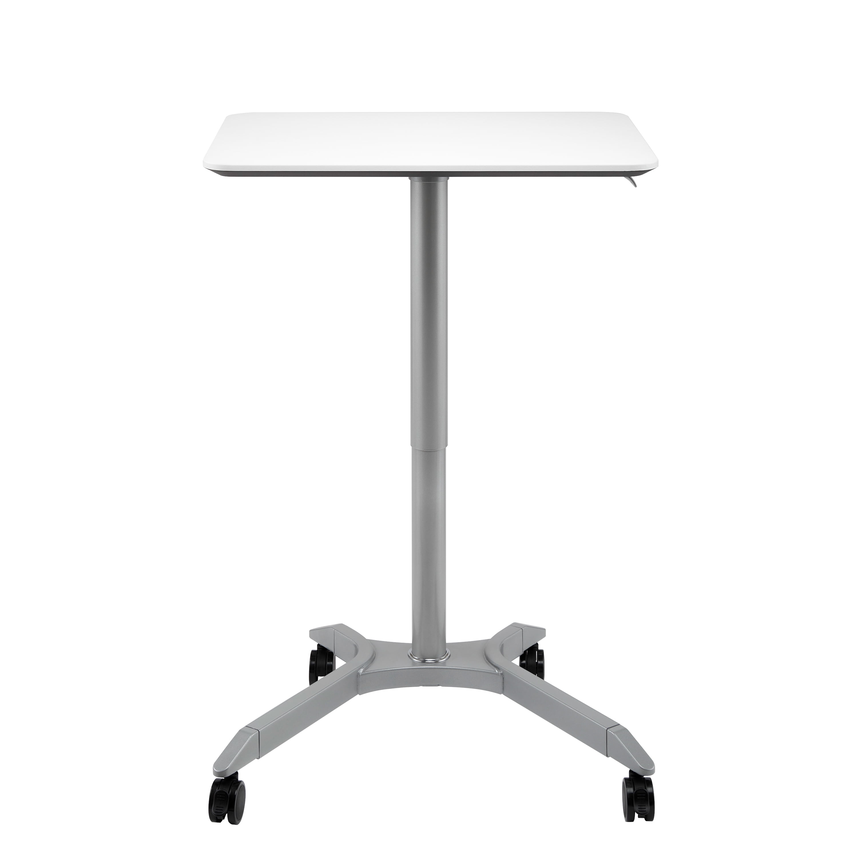 Seville Classics Air Lift Sit-Stand Rolling Height Adjustable Pneumatic Mobile Desk Cart with Wheels, White