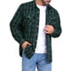 thumbnail image 5 of Camisas de manga larga ajustadas de botones con bolsillo para hombres INSPIRE CHIC en colores contrastantes, negro y verde a cuadros, 5 of 7