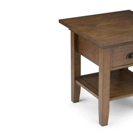 Simpli Home - Redmond Square Rustic Wood 1-Drawer End Table - Distressed Gray