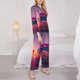 thumbnail image 3 of Balery Sunset Truck Highway Conjunto de Pijama con Estampado para Mujer, Conjunto de Dos Piezas con Manga Larga, Ropa de Dormir Suave con Bolsillos, Pijamas Cómodos-XX-Large, 3 of 7