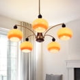 thumbnail image 5 of 33" Vintage European Golden Wrought Iron 5-Light Chandelier - 5 E26 Sockets Wall Control, Orange Glass Shades 4.9"x7.1", 5 of 9