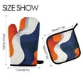 thumbnail image 2 of Yayeee Oven Mitts and Pot Holder Set of 4 Heat Resistant Kitchen Gloves Baking Hot Pad, Blue Abstract Wavy, 2 of 5