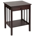 thumbnail image 1 of Table d'Appoint en Bambou, Table de Bout avec Tiroir de Rangement et Étagère, Table de Chevet pour Salon Chambre, 1 of 8