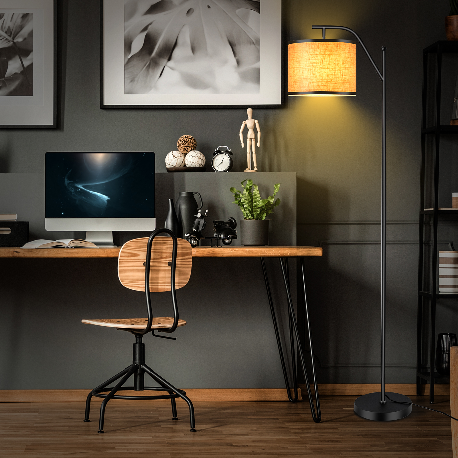 Giantex Floor Lamp for Living Room, Mid Century Tall Pole Lamp, Indoor Reading Standing Light