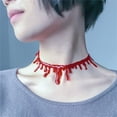 thumbnail image 1 of Halloween Partie Robe Ball Punk Rock Deathrock Sang Rouge Point Collier Choker, 1 of 6