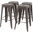 thumbnail image 1 of 24 Inch Stackable Bar Stools - Set of 4 Backless Metal Counter & Dining Chairs for Indoor/Outdoor Use,Bronze, 1 of 14