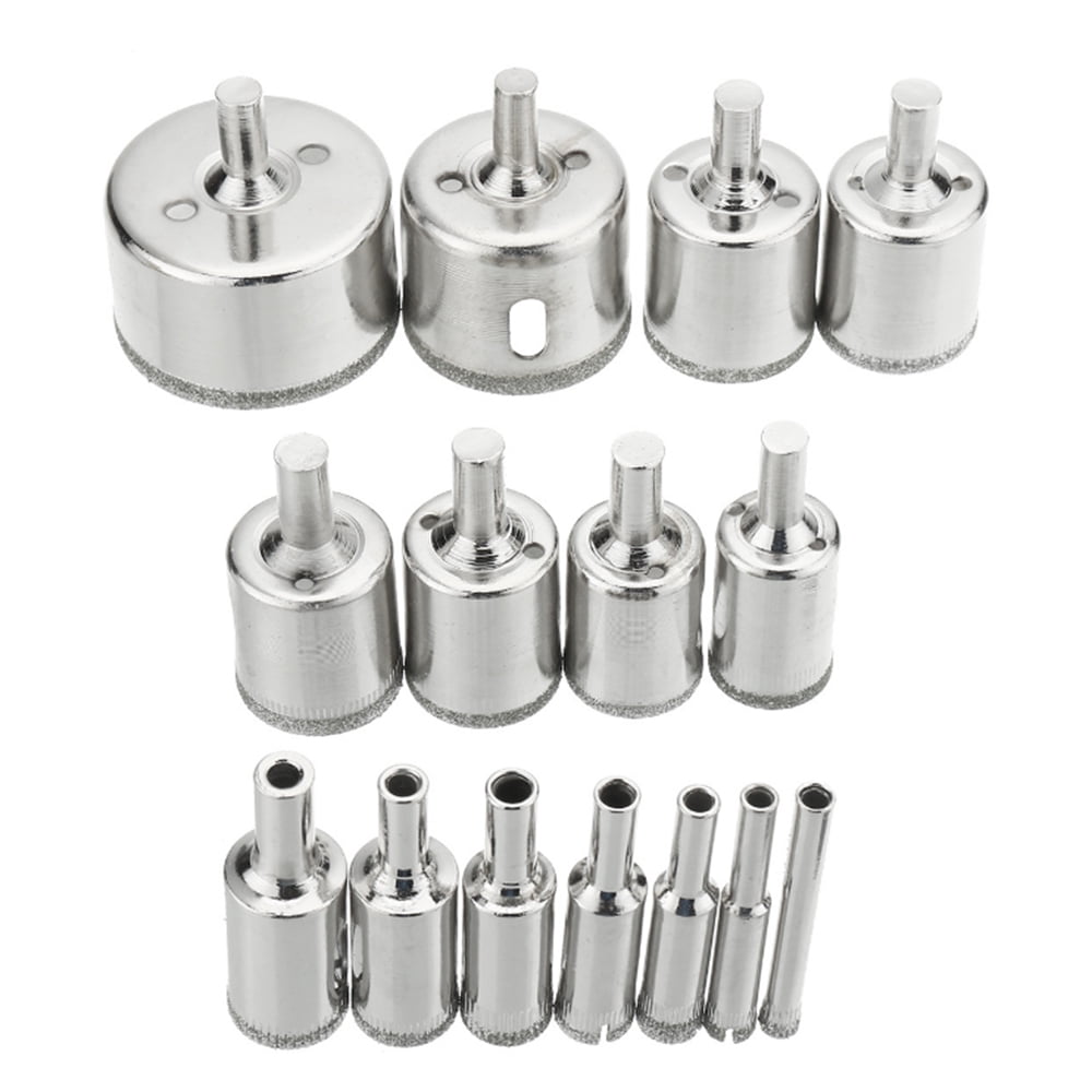 15 pcs 6-50mm Diamond Tool Drill Bit Hole Saw Cutter Glass For Glass Tile Marble