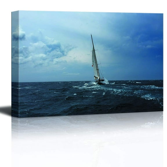 wall26 - Canvas Wall Art - Sailboat Sailing on The Sea - Giclee Print Gallery Wrap Modern Home Art Ready to Hang - 32x48 inches