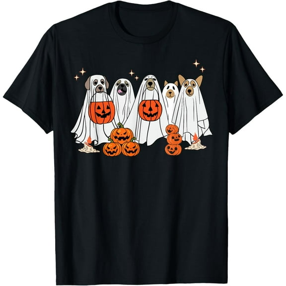 Dog Ghost Cute Dog Dressed As Ghost Funny Halloween Dog T-Shirt Shirts
