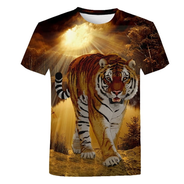 Camiseta de tigre para niños, camisetas geniales de animales para niños y niñas, camisetas de dibujos animados para niños y bebés, ropa 3T Gao Jinjia LED