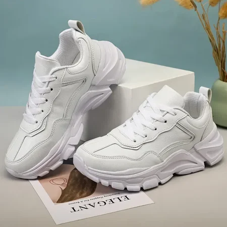 

Women‘s Leisure Faux Leather Sneakers Lightweight Low Top Lace Up Casual Shoes Women‘s Sport Shoes