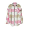 Elabch Womens Plaid Shirts Wool Shacket Jacket Long Sleeve Button Down