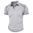 thumbnail image 3 of IYTR Mens Short Sleeve Lapel Shirts Summer Fashion Solid Color Splicing Workout Shirts Casual Comfy Sports Shirt Tee Gray M, 3 of 4