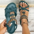 thumbnail image 2 of Adjustable Boho Sandals Women Flat Ankle Strap Summer Dressy Shoes, 2 of 9