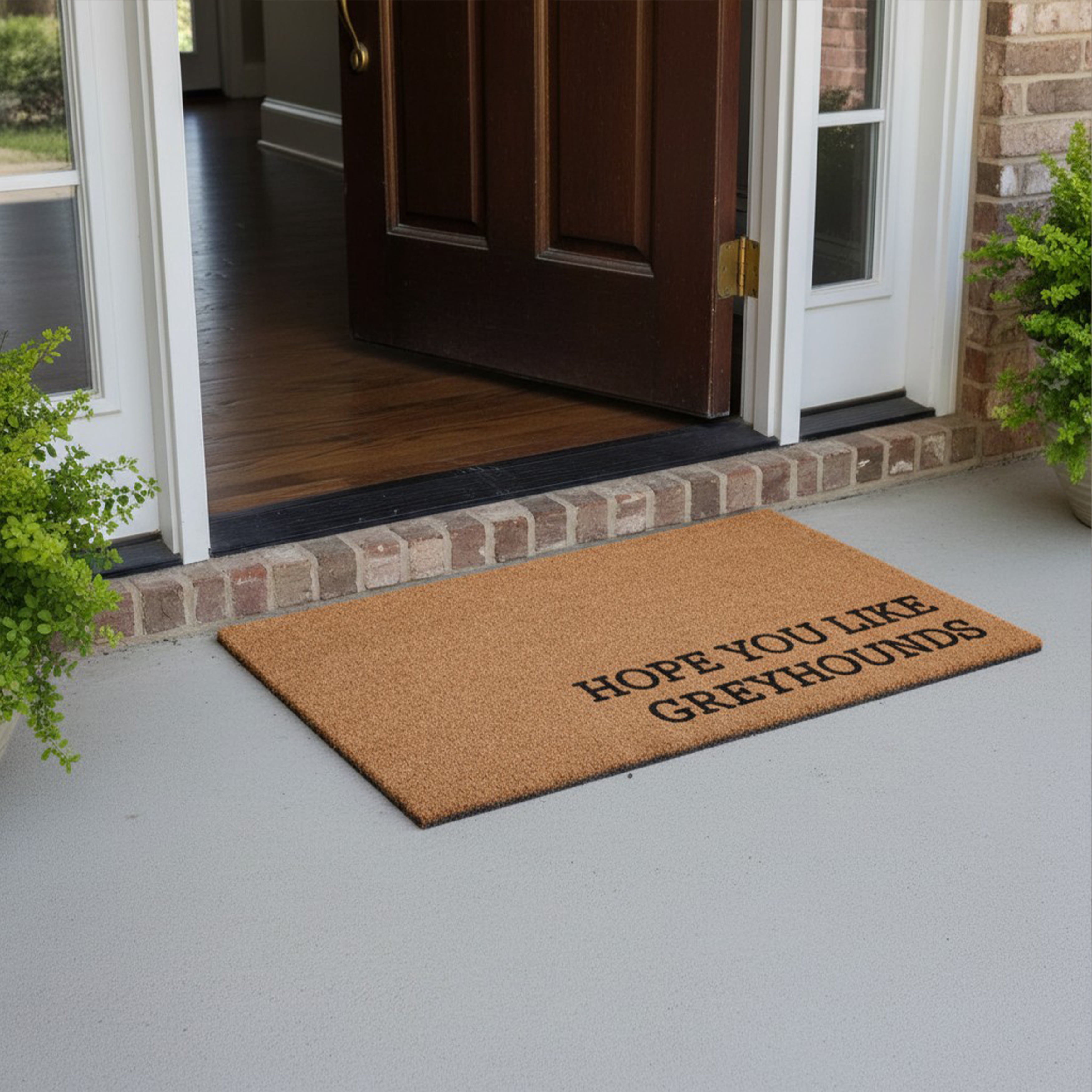 Hope You Like Greyhounds Non Slip Vinyl Backing, Front Doormat, Entryway Doormat, 24"x36"
