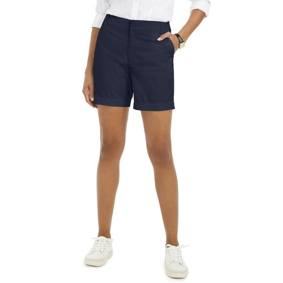 Charter Club Women's Mid Rise Twill Casual Shorts Intrepid Blue Size 4