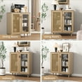 thumbnail image 5 of Conate Kitchen Sideboard Cabinet with Glass Doors, Rattan Sideboard Buffet Cabinet with Adjustable Shelf for Dining Living Room Hallway, 5 of 8