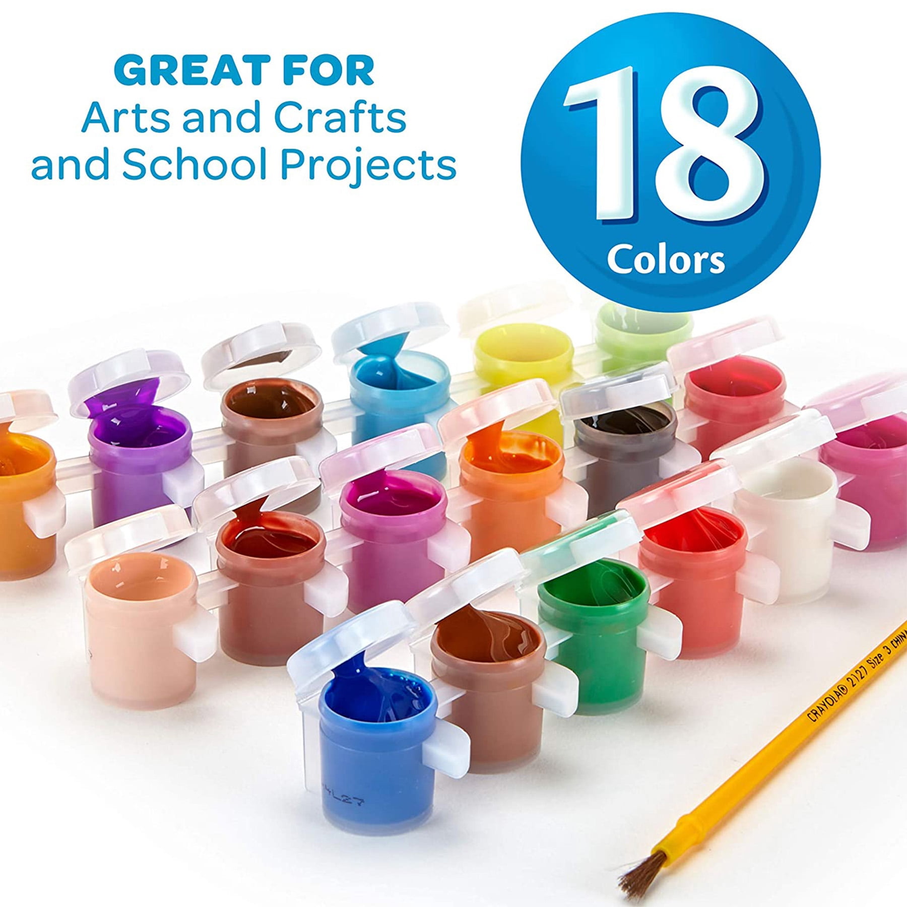 Crayola Washable Kids Paint Set & Paintbrush, 18 Count, 6 Sets