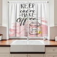 thumbnail image 2 of Ambesonne Keep Calm Kitchen Curtains, Strokes Make Coffee, 55"x39", Rose Charcoal Grey White, 2 of 3