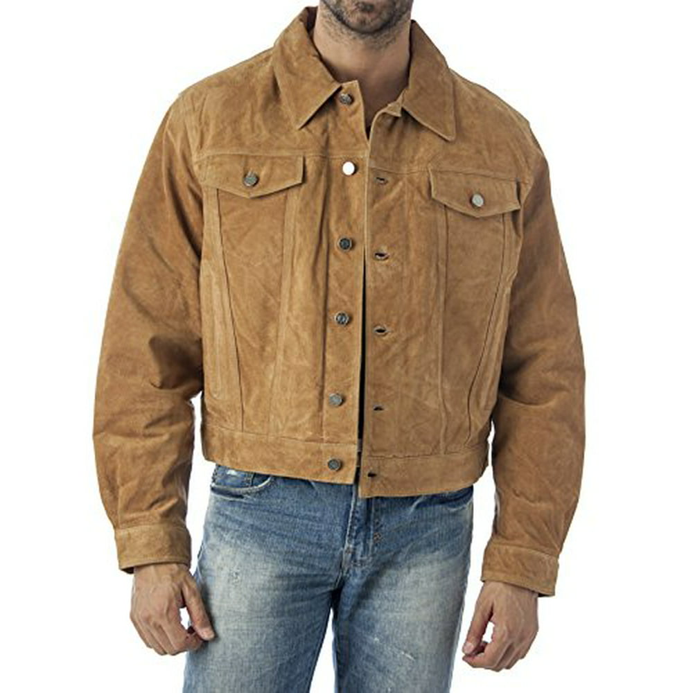 Reed - Reed's Men's Western Jean Style Suede Leather Shirt Jacket (L ...