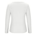 thumbnail image 4 of AXXD White Basic Crewneck Sweatshirts Women 2024 Workout Spring Solid Color Tight Bottom Shirt Solid U Neck Threaded Long Sleeve Inner Top, 4 of 4