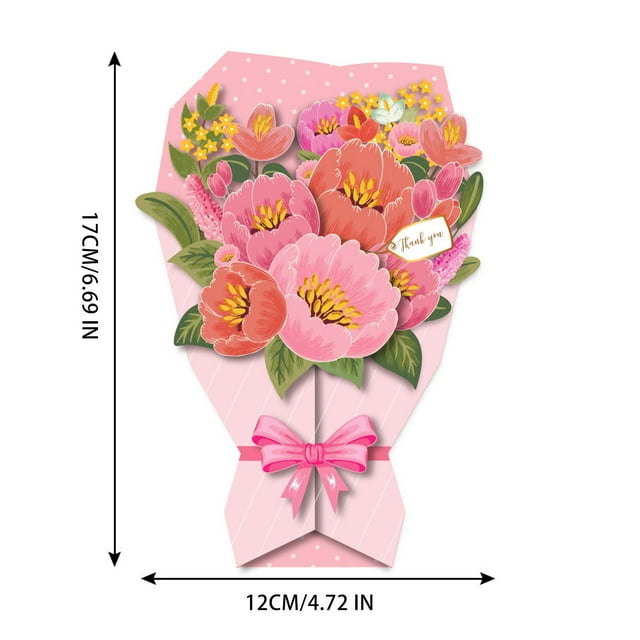 JJKBVCLO Bouquet Greeting Card Flower Modeling Birthday Gift Decoration Card Stereo Creative Blessing Card Color Envelope