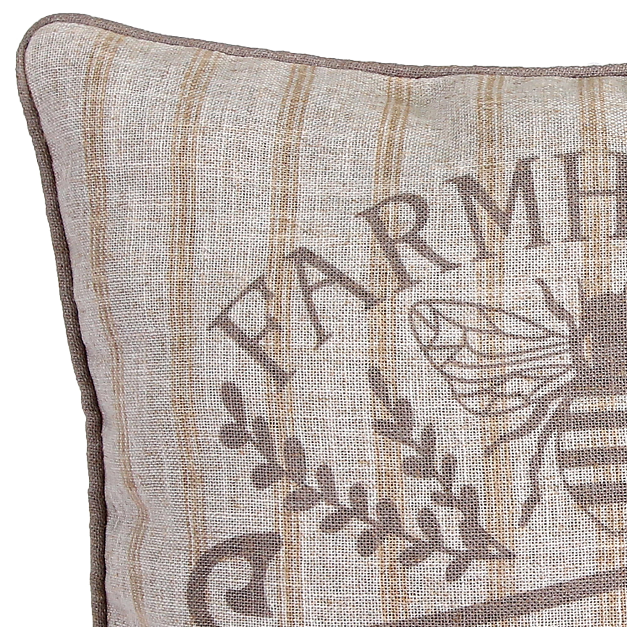 Jordan Manufacturing 18" x 18" Olive Grey Farmhouse Honey Novelty Square Reversible Decorative Throw Pillow with Welt