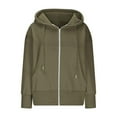 thumbnail image 4 of YUGYXL Women's 2025 Zip Up Y2K Hoodies Casual Long Sleeve Sweatshirts Fall Spring Track Jackets with Pockets Army Green XL, 4 of 6