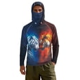 thumbnail image 7 of SEANATIVE Men's Outdoor Fishing Hoodie Sun Protection with Face Cover, Lightweight Portable Sun Block Top UV Protection Hooded Pullover for Travel Fishing, M, Tiger Pattern Blue Orange, 7 of 7
