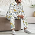 thumbnail image 7 of Naloa Dinosaur Men’s Pajamas Set - Long Sleeve Button Down Sleep Shirt and Pajama Bottoms Sleepwear Set-X-Large, 7 of 7
