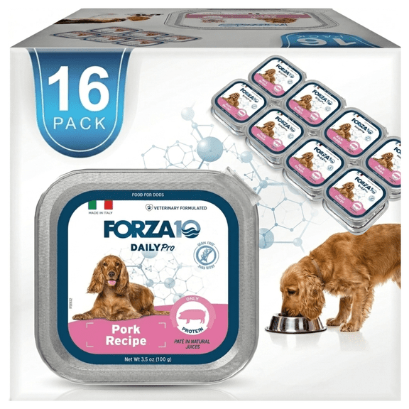 Forza10 DailyPro Wet Dog Food for Adult Dogs - Pork Recipe, 16 Pack | Vet-Formulated- Non-GMO - Made in Italy
