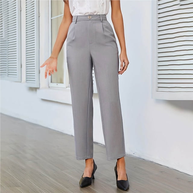 Gspmoly Shorts pour Femmes, Nouveaux Shorts de Course pour Femmes à Couleur Unie Tissée, Taille Élastique, Drapés, Infroissables, Pantalon de Costume, jusqu'à 65 % de Rabais Gris m