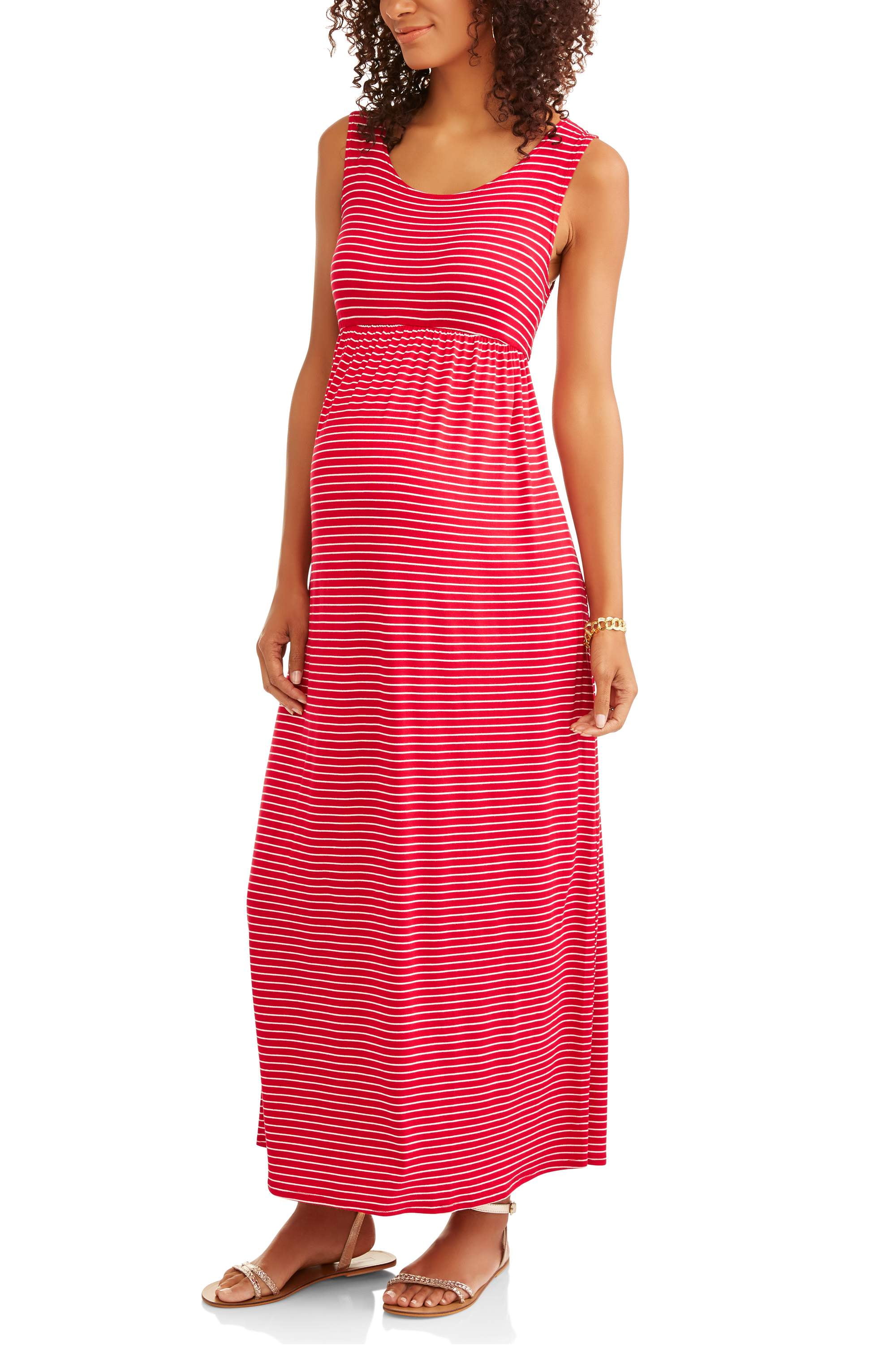 Glamour & Co. Glamour Maternity Stripe Jersey Empire Waist Maxi Dress