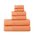 thumbnail image 1 of Chevron 100% Combed Cotton 550 GSM Jacquard Weave 6-Piece Towel Set Papaya, 1 of 1