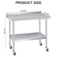 thumbnail image 4 of Garvee Table en Acier Inoxydable, 30 x 24 Pouces Table de Travail et de Préparation Commerciale Robuste avec Tablette Inférieure Réglable, 4 Roues et Dosseret pour Restaurant Cuisine Bar et Garage d'Hôtel, 4 of 8