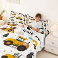 thumbnail image 3 of Castle Fairy Cartoon Construction Truck Full Size Sheets 4-Piece for Kids,Cute Tractor Excavator Bed Sheets for Bedroom,Yellow Blue, 3 of 6