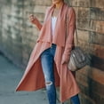 thumbnail image 5 of IROINNID Women's Open Front Coat Solid Color Long Sleeve Leisure Casual Cardigan Sweater Coat With Pockets, Pink, 5 of 7