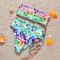 thumbnail image 5 of Fesfesfes Swimsuit for Women Print Tube Top Backless Bikini Two Pieces Swimwear Swimsuit Beachwear Set, 5 of 6