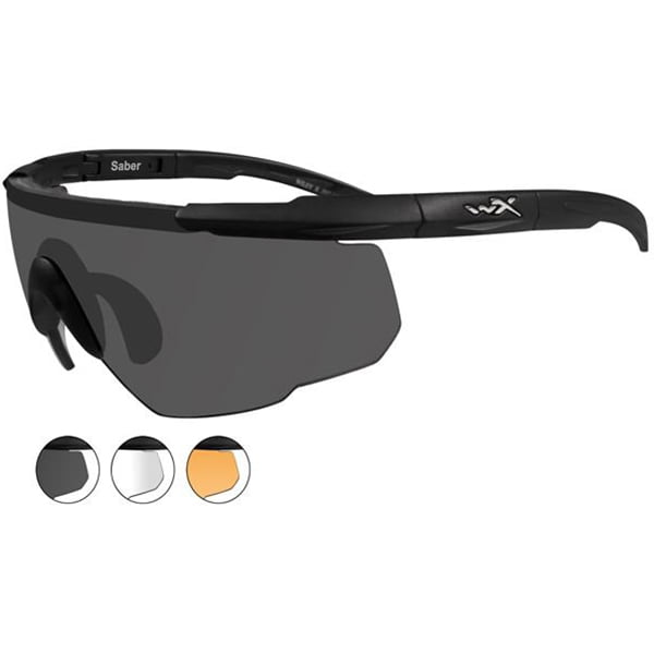 Wiley X Saber Advanced Sunglasses 3 Lens Package 1 Matte Black Frame w/Smoke Rus 