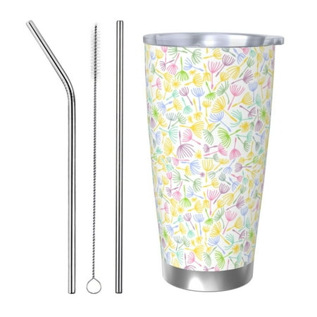 

Logiee Colorful Dandelion Print 20OZ Car Cup with Lid Stainless Steel Vacuum Insulated Double Wall Travel Tumbler Durable Insulated Coffee Mug Thermal Cup with Straw-Straw Three-piece Set