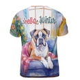thumbnail image 2 of Watercolor Hello Winter Boxer Chill Christmas Welcome All Over Print 3D Shirt Unisex Merch Boxers Dog Lover Gifts Idea - 00016, 2 of 6
