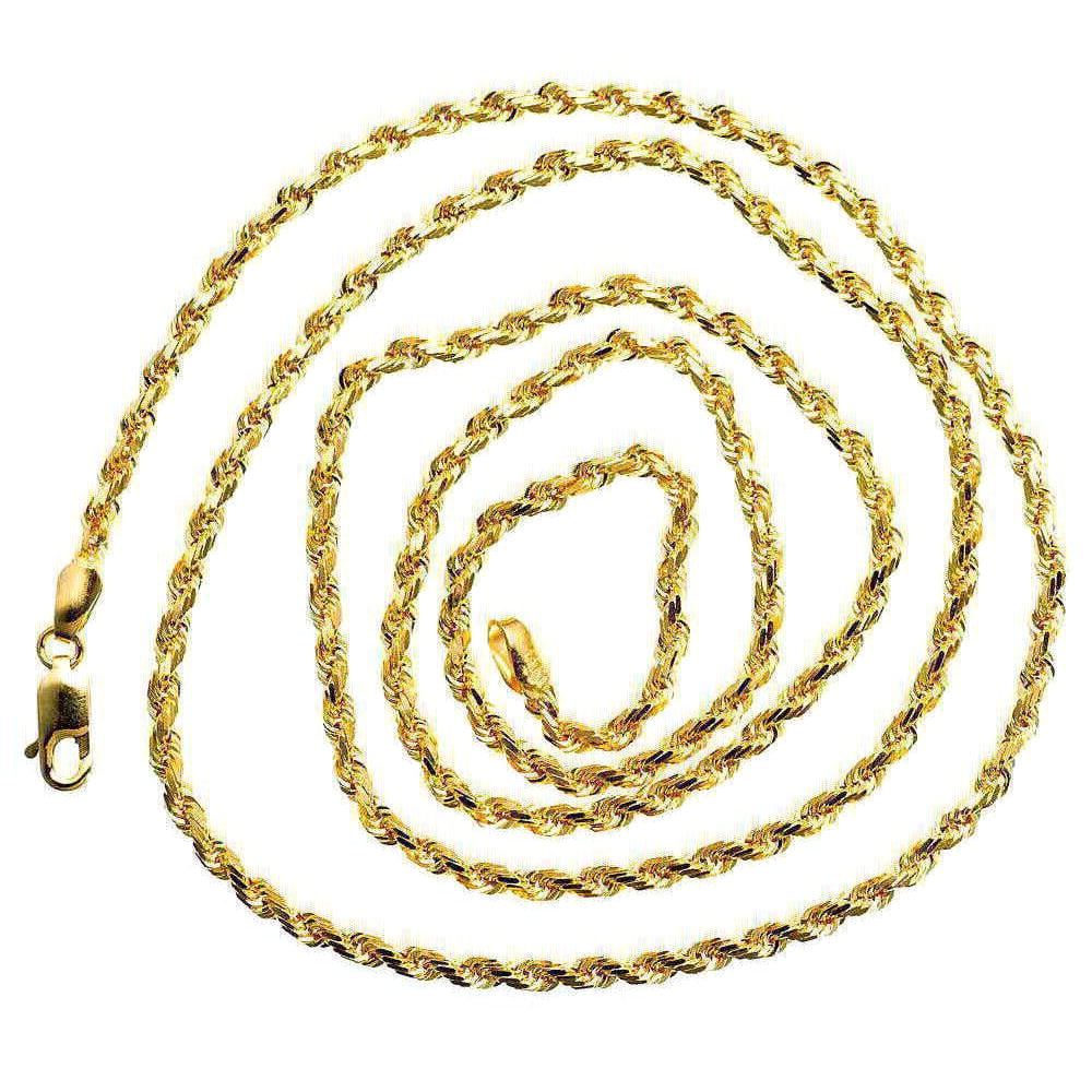 Real 14K Yellow Gold 15 gram Classic 2.5 mm Rope Link Men Necklace 15 by J&H Jewelers