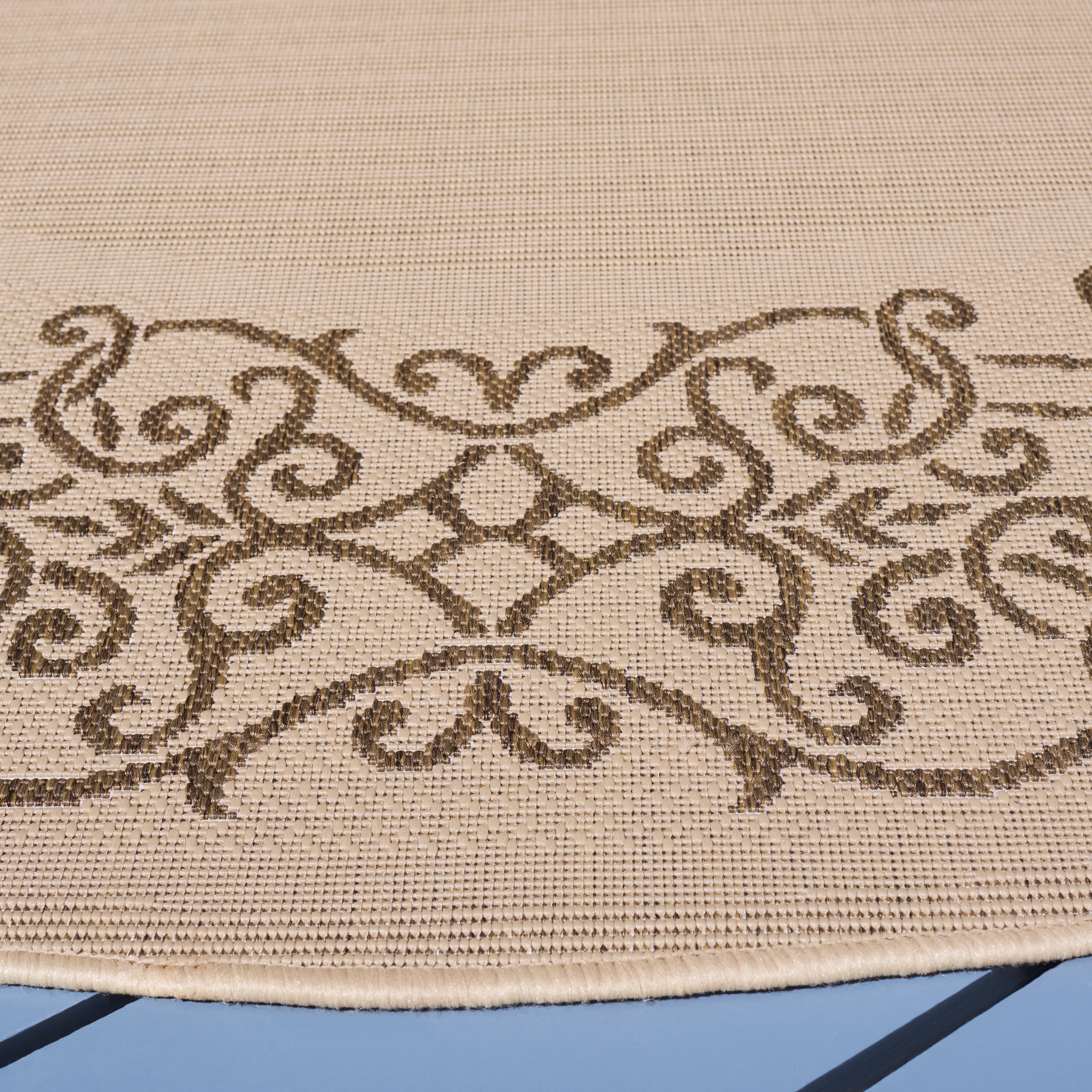 Safavieh Courtyard Ellie Oriental Indoor/Outdoor Area Rug, Natural/Brown, 6'7" x 6'7" Round
