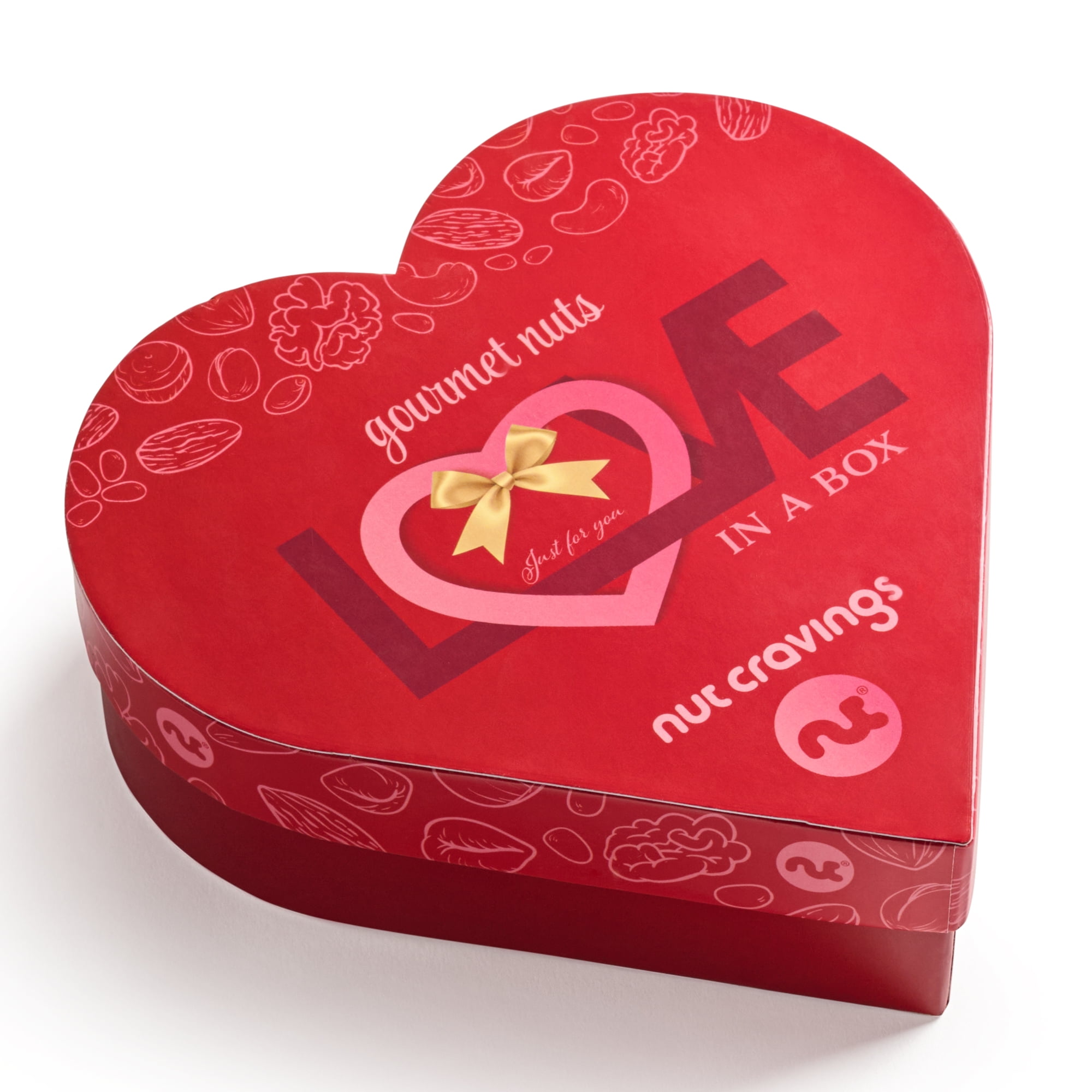 Nut Cravings Mixed Nuts Heart-Shaped Gift Basket, 4 Nut Assortments, Healthy Snack Care Gift