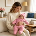 thumbnail image 3 of Dakiuu Soft Star Crochet Newborn Swaddle Knitted Baby Wrap with Button Gift for Infant 0‑6 Months 65cm/25.6", 3 of 6