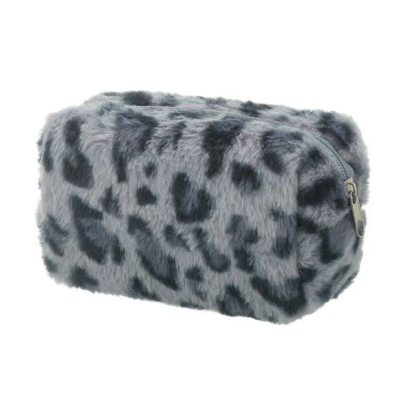 Unique Bargains 1 Pc Lady Durable Leopard Print Makeup Bag for Vacation Business Travel Blue